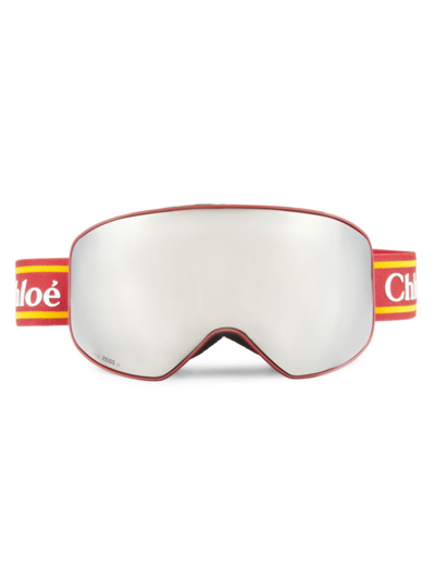 Chloé Logo-print Goggle-style Glasses In Red