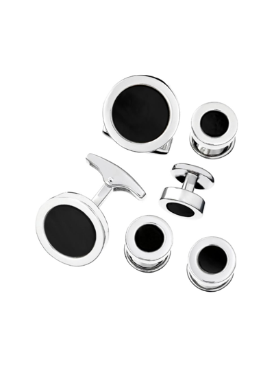 Jan Leslie Men's Sterling Silver & Onyx Round 6-piece Cufflinks Set In Black