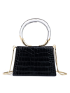 Alexis Bittar Lucite Quad Croc-embossed Top-handle Bag In Black