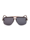 Tom Ford Men's Hugo Half-rim T-logo Sunglasses In Blue
