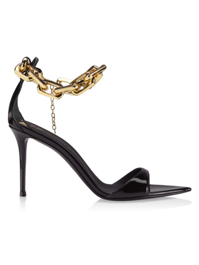 Giuseppe Zanotti Women's Intrigo 90 Patent Leather Chain-strap Sandals In Nero