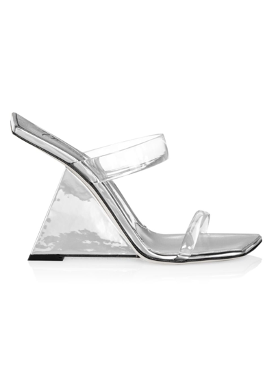 Giuseppe Zanotti Transparent Two-band Metallic Wedge Sandals In Silver