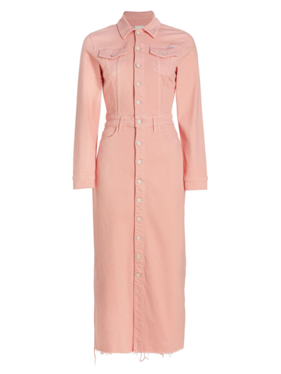 open lace back dress Raw Hem Button Up Denim Dress – Charming Charlie main image 0