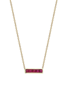 SIM AND ROZ WOMEN'S ESSENTIALS 14K YELLOW GOLD & 0.59 TCW RUBY PRINCESS BAR NECKLACE