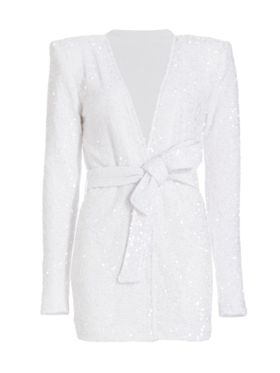 Michael Costello Collection Women's Sterling Sequined Jacket In White