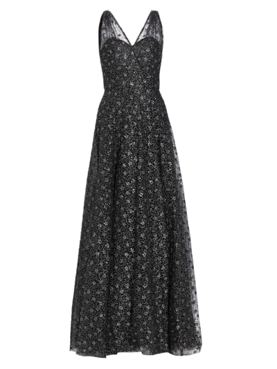 Amsale Women's Sequined A-line Tulle Gown In Gunmetal