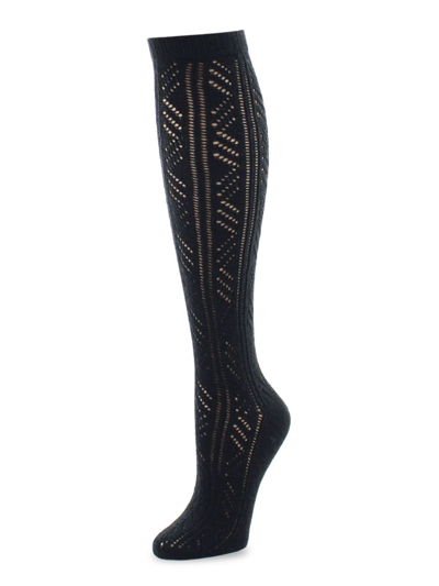 Natori Women's Mixed Schiffli Knee-high Socks In Black