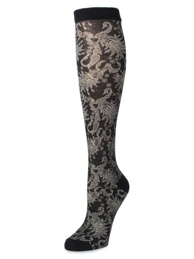 Natori Women's Raven Knee-high Socks In Black Light Grey