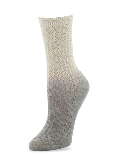 Natori Women's Ombre Textured Crew Socks In Pale Silver