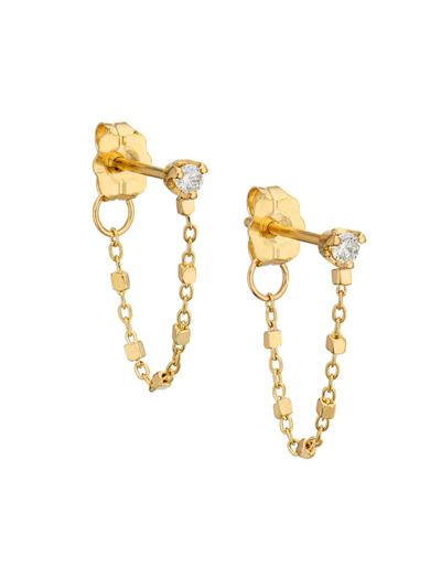 Zoë Chicco Women's Prong Diamonds 14k Yellow Gold & 0.06 Tcw Diamond Mixed-link Chain Earrings