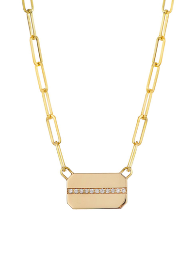Zoë Chicco Women's 14k Yellow Gold & 0.05 Tcw Diamond Dog Tag Pendant Necklace