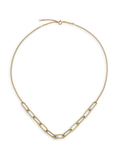 Zoë Chicco 14k Yellow Gold Prong Diamonds Diamond Solitaire Paperclip Link Statement Necklace, 16-18
