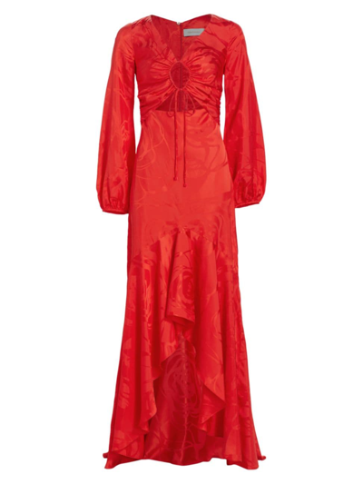 Silvia Tcherassi Women's Charlize High-low Jacquard Dress In Crimson Jacquard