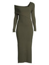 Line & Dot Women's Sylvie One-shoulder Sweaterdress In Olive Green