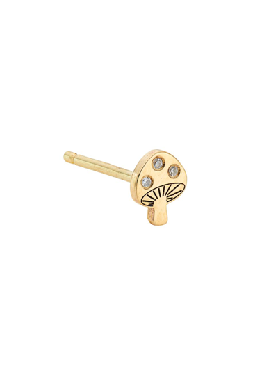 Zoë Chicco Women's Itty Bitty Symbols 14k Yellow Gold & 0.01 Tcw Diamond Single Mushroom Stud Earring