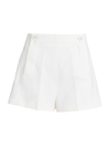 Chloé Women's Wool-linen Washed Natte Shorts In Ivory
