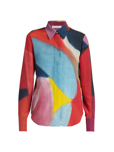 Chloé Caroline Denervaud Abstract-print Long-sleeved Shirt In Multicolore