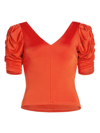 Frame Women's Ruched Short-sleeve Jersey Top In Bright Red