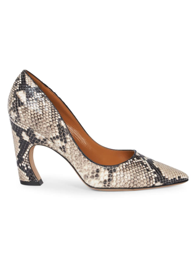 Chloé + Net Sustain Oli Snake-effect Leather Pumps In Eternal Grey