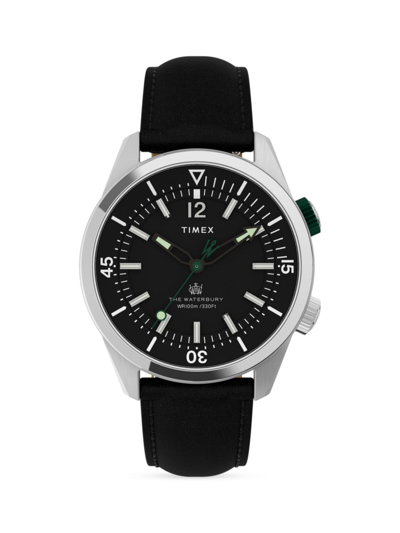 Timex Men's Analog 41mm Leather Watch In Black