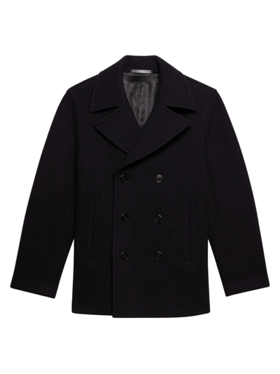 Theory Loft Wool 3 Button Peacoat In Black
