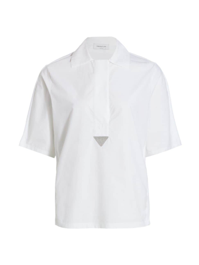 Fabiana Filippi Crystal-embellished Three-quarter Length Sleeve Shirt In White