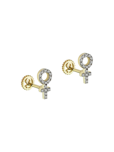 Her Story Women's Venus 14k Yellow Gold & 0.15 Tcw Diamond Single Stud Earring