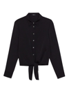 Theory Long-sleeve Knotted Silk Shirt In Black