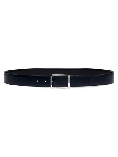 Santoni Reversible Leather Belt In Blue/black