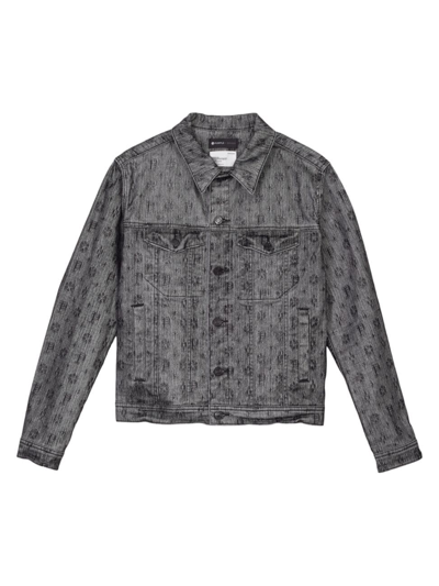 Purple Brand Men's Monogram Denim Trucker Jacket In White Black