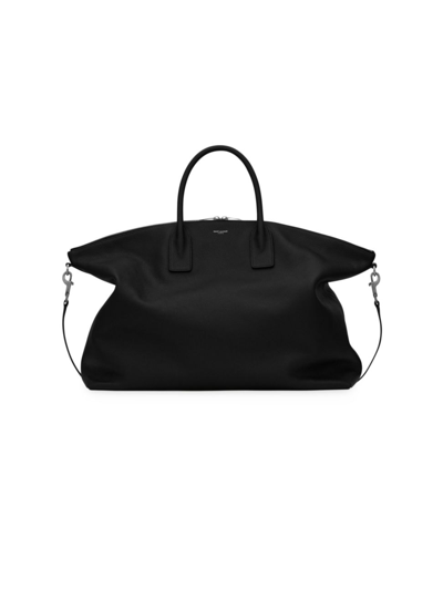 Saint Laurent Men's Giant Bowling Bag In Soft Grained Leather In Black