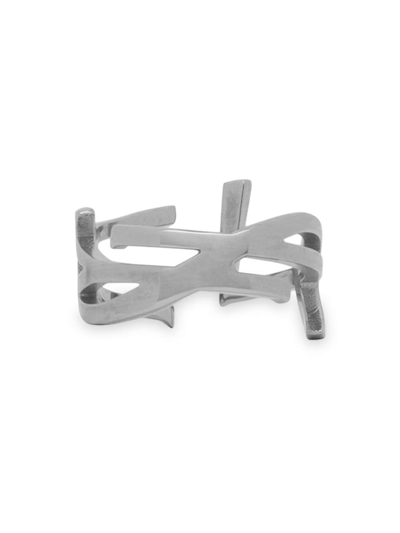 Saint Laurent Men's Opyum Twist Ring In Metal In Palladium Saint Laurent Men's Opyum Twist Ring In Metal In Palladium