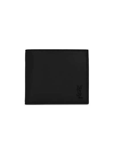 Saint Laurent Men's Tiny Cassandre E/w Wallet With Coin Purse In Matte Leather In Black