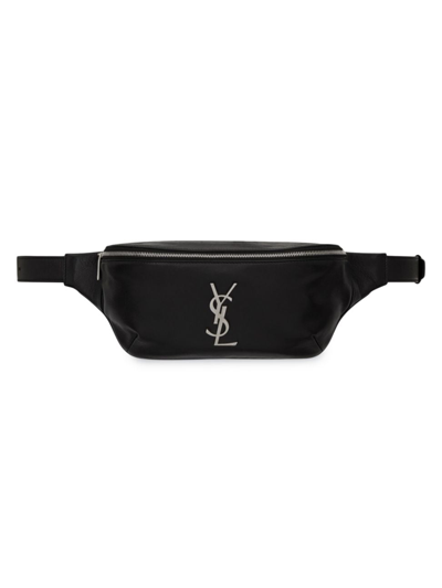 Saint Laurent Monogram Leather Belt Bag In Black