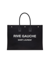 Saint Laurent Women's Rive Gauche Linen Tote In Black White