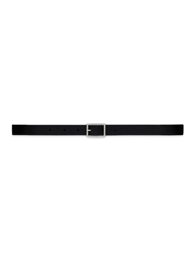 Saint Laurent Women's Strass Buckle Belt In Smooth Leather In Nero Crystal