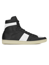 Saint Laurent Men's Court Classic Leather High-top Sneakers In Black White