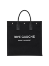 SAINT LAURENT MEN'S RIVE GAUCHE NORTH/SOUTH TOTE BAG IN PRINTED CANVAS AND LEATHER