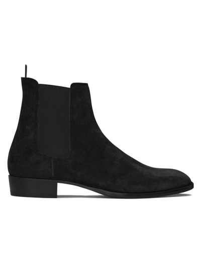 SAINT LAURENT MEN'S WYATT SUEDE CHELSEA BOOTS