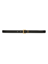 Saint Laurent Cassandre Thin Belt With Square Buckle In Grained Leather In Nero
