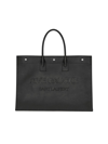 Saint Laurent Noe Ysl Rive Gauche Leather Shopper In Black