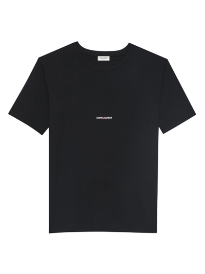 Saint Laurent Womens Noir Logo-print Cotton-jersey T-shirt Xs In Black
