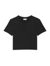 Saint Laurent Crop T-shirt In Organic Cotton In Black