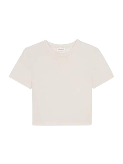 Saint Laurent Women's Cropped Slim T-shirt In Naturel