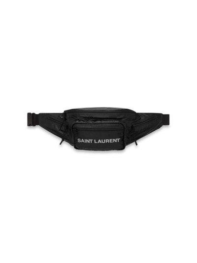 Saint Laurent Men's Logo Belt Bag In Black Argento