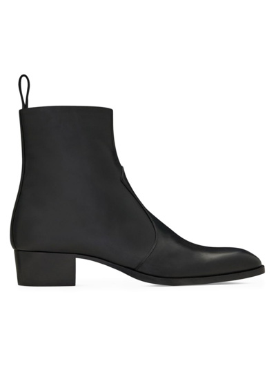Saint Laurent Wyatt Boots In Smooth Leather With Zip In Black
