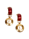 Saint Laurent Geometric Dome Ysl Circle Clip-on Earrings In Gold