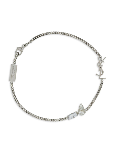 Saint Laurent Women's Opyum Charm Bracelet In Metal And Rhinestone In Silver
