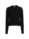 Saint Laurent Women's Sequin Logo Cashmere Cardigan In Noir Noir Brillant