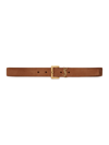 Saint Laurent Monogram Buckle Belt In Brown